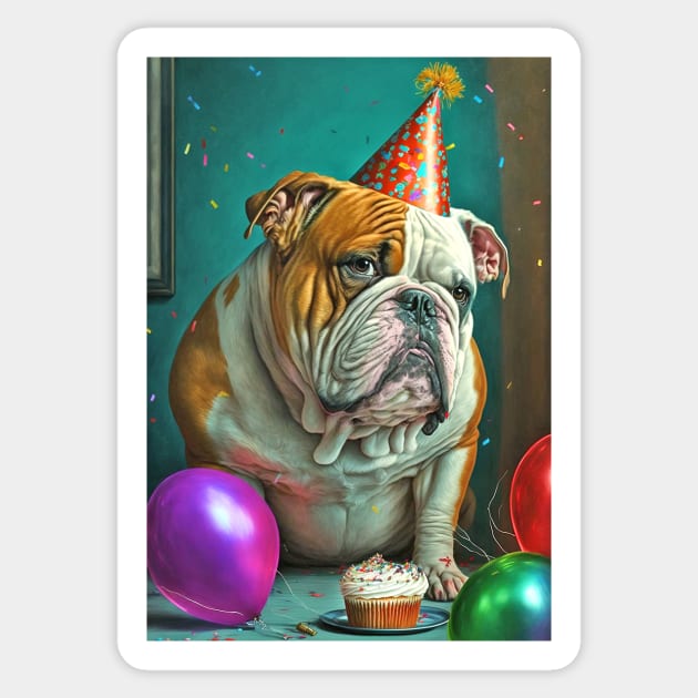 English Bulldog Birthday Card #3 Sticker by candiscamera